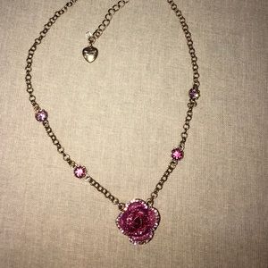 Gold tone Crystal Rose Necklace by Betsey Johnson